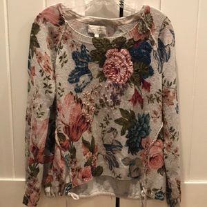 Anthropologie Floral Crew Neck Sweater - Multicolor